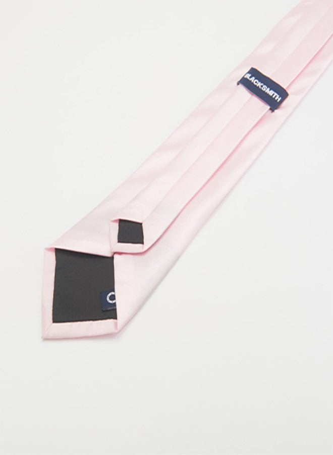 BLACKSMITH Tie, Cufflink, Pocket Square, Lapel Pin, Set of 4 for Men [ Free Size ] BABY PINK - Image 4