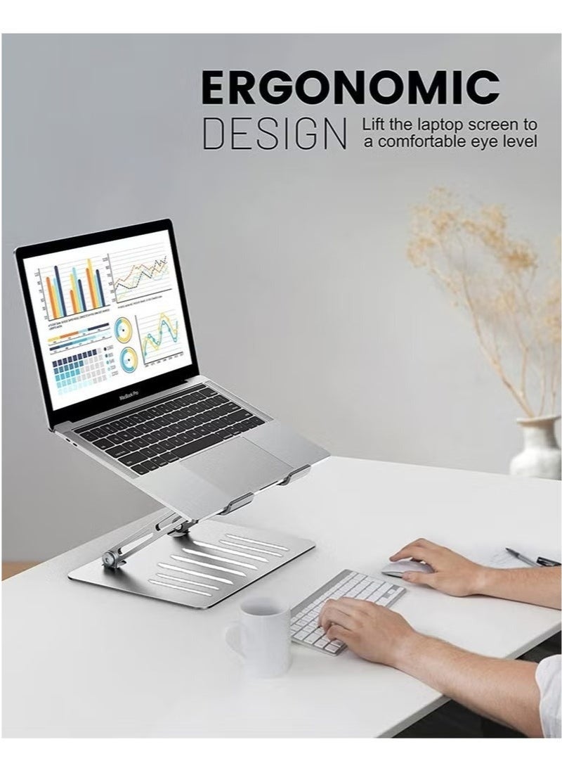 Foldable Laptop Stand | Aluminum Ergonomic Riser for Desk with Height u0026 Angle Adjustment with Allen Key | Portable Holder with Ventilation for MacBook | Dell, HP, Lenovo 10 to 17 Inch Laptops - Image 3