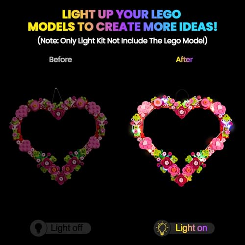 Hilighting Upgraded Led Light Kit Compatible with Lego Heart Ornament Building Set Lights Decoration Compatible with Lego 40638 Great Gift for Valentines Day Model Not Included - Image 5