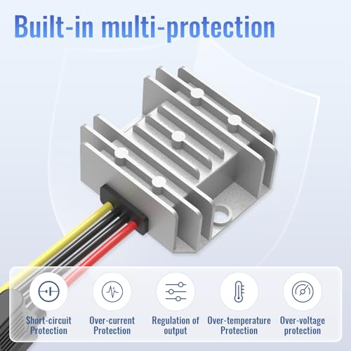 Kzreect 12V 10A 120W Step Down Converter, DC 17-65V to DC 12V Voltage Reducer, Voltage Regulator Transformer with Fuses Holder, Wire Terminals for Golf Cart Club Car Truck Vehicle, 14AWG Wire - Image 3