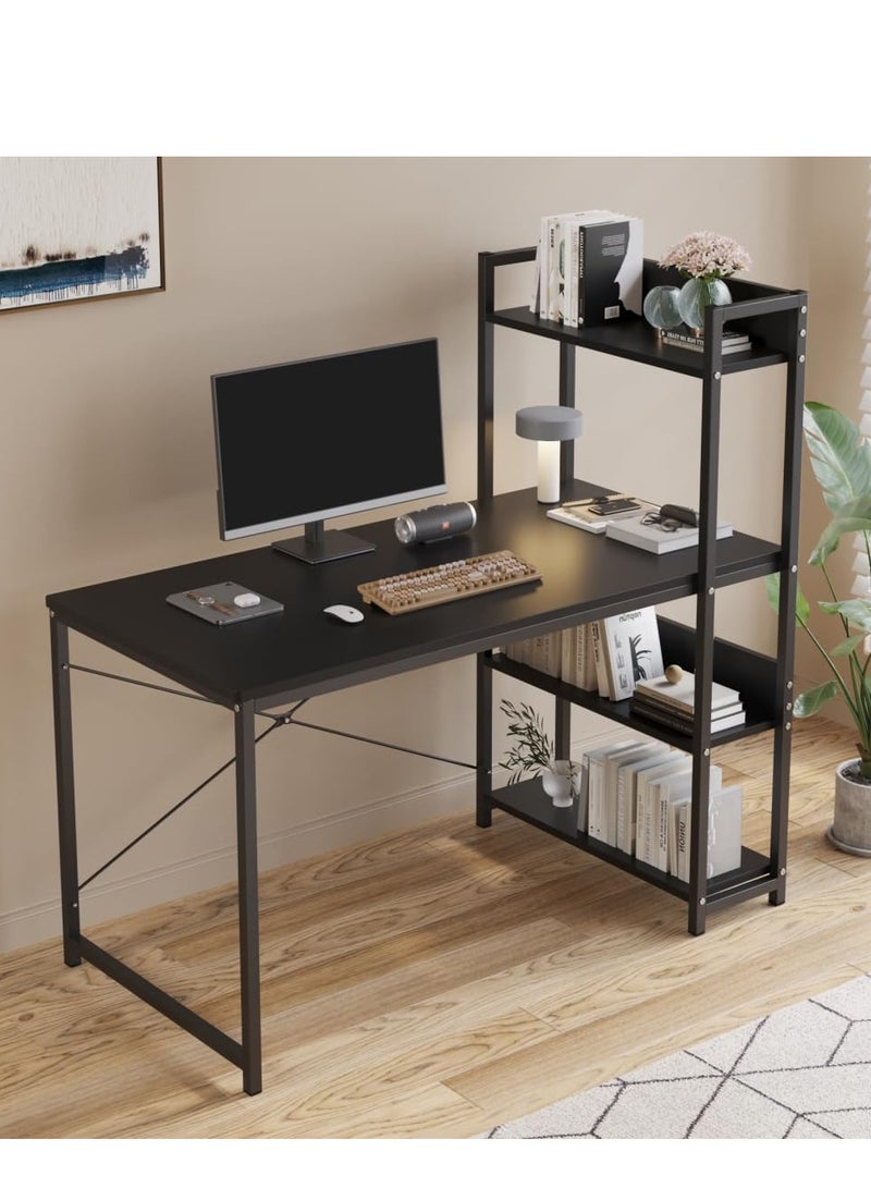 ZUIHAO Computer Table with 4 Tier Shelves for Home Office Study or Gaming Modern Simple Style Writing Desk Table - Image 1