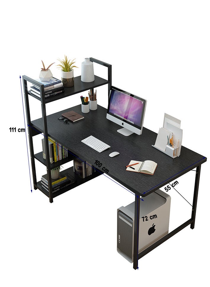 ZUIHAO Computer Table with 4 Tier Shelves for Home Office Study or Gaming Modern Simple Style Writing Desk Table - Image 2