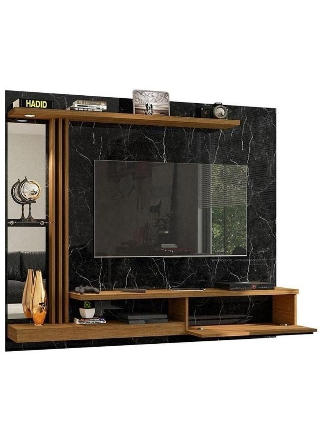 KARNAK Karnak Denver Floating TV Wall Panel for TVs up to 55 Inches – 160cm MDF Modern Wall-Mounted Entertainment Unit with Doors, Black Finish – Living Room & Bedroom TV Stand