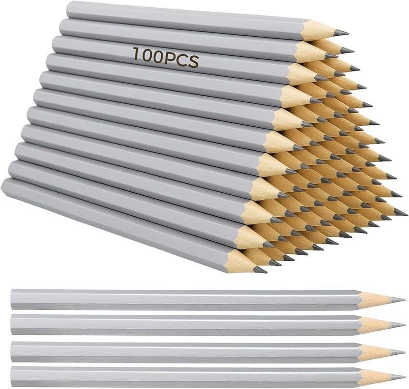 Silver Lead Carpenter Marking Pencils 100 Pcs 17 4 Cm Wood Body For Metal Welding Electrical Automotive - Image 2