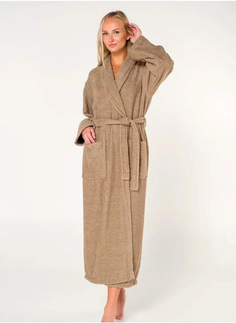 1Chase Luxury Shawl Bathrobe – Ultra-Soft 100% Cotton Shawl Collar Robe for Men & Women | Hotel & Spa Quality, Beige (L/XL)