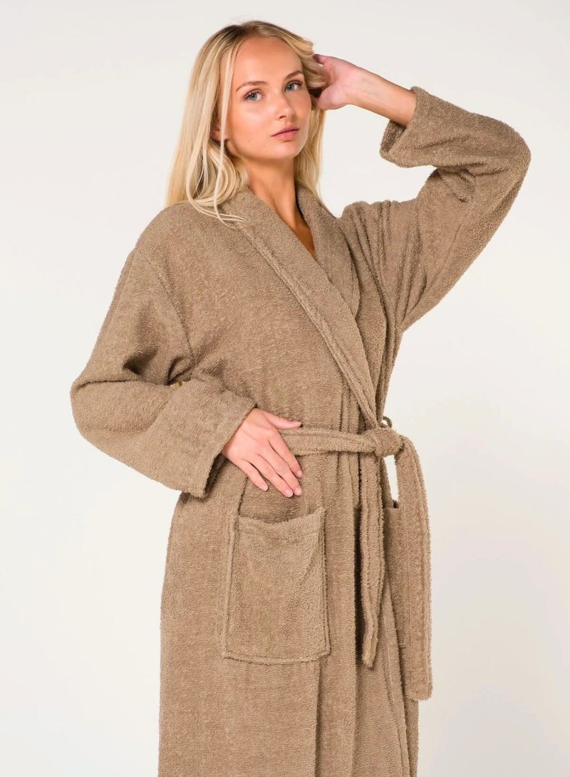 1Chase Luxury Shawl Bathrobe – Ultra-Soft 100% Cotton Shawl Collar Robe for Men & Women | Hotel & Spa Quality, Beige (L/XL)  - Image 1