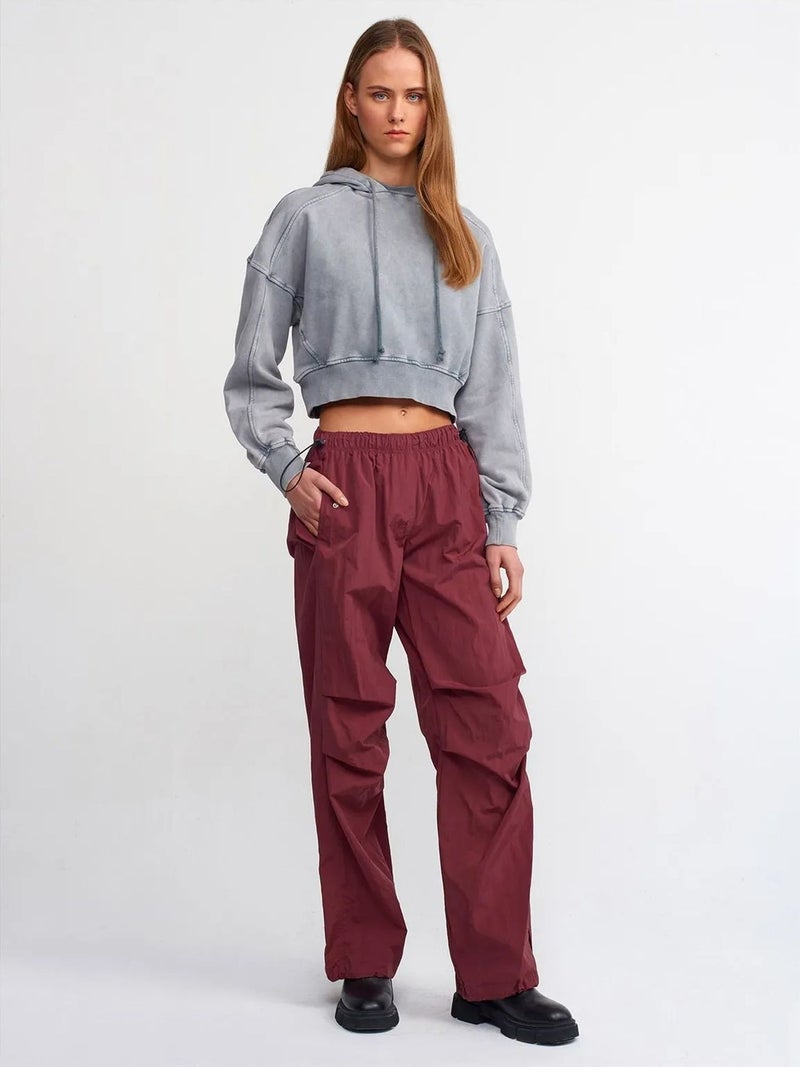 DILVIN Women's Oversized Cropped Hooded Sweatshirt - Image 4