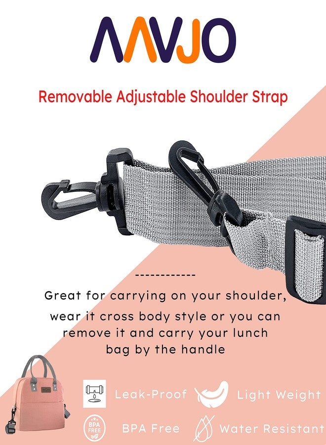 Aavjo Insulated Cooler Leakproof Tote Lunch Bag with Adjustable Shoulder Strap for Wome Men Kids for Office Work School Picnic Travel (Pink) - Image 4