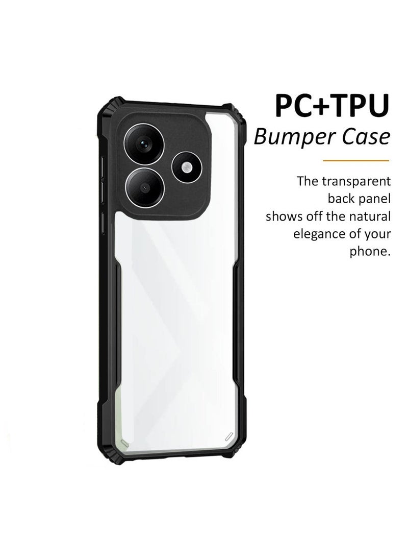 دبليو تيك شاومي ريدمي نوت 14 5 جي 2024 هجين TPU سيليكون مع مصدات درع مرتفعة غطاء نحيف - أسود - Image 2