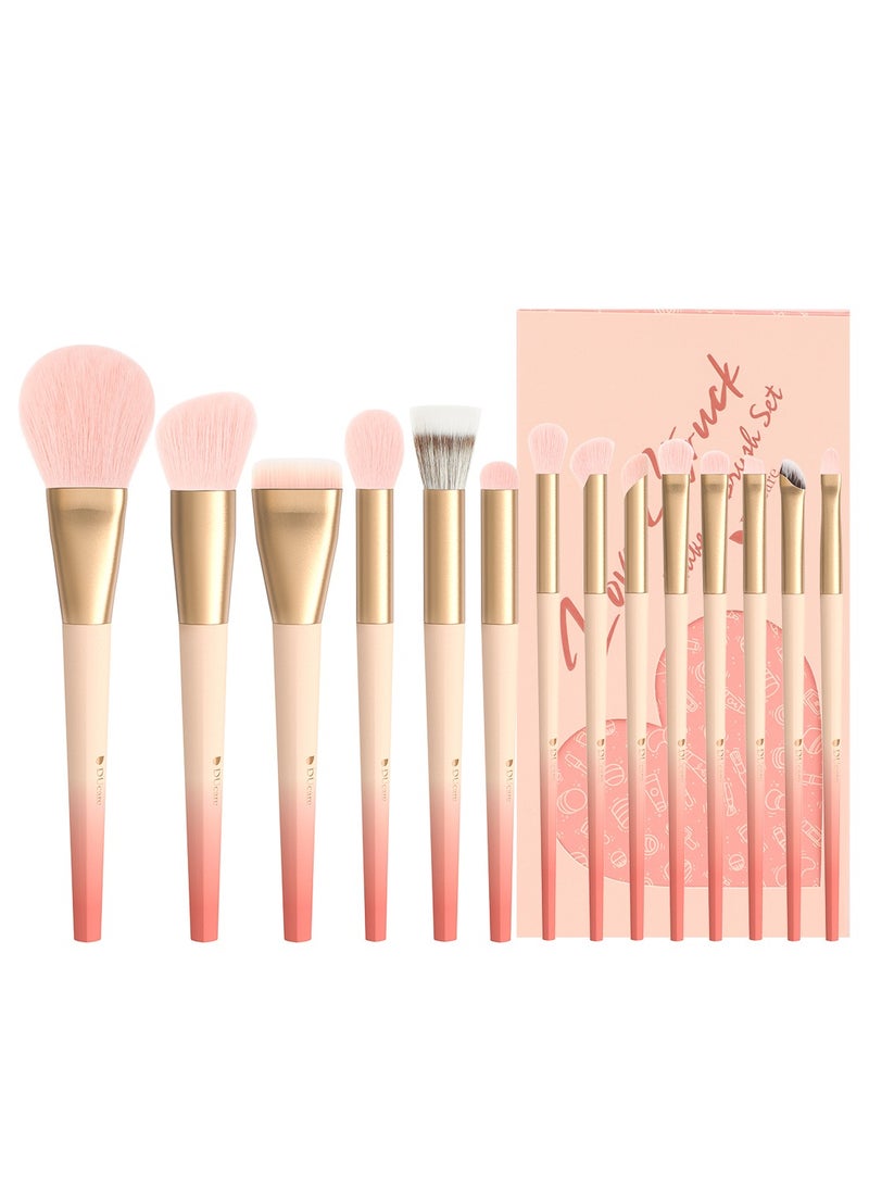 DUcare Perfect Gradient Heart-Shaped Makeup Brush Set - 14 Pieces  - Image 1