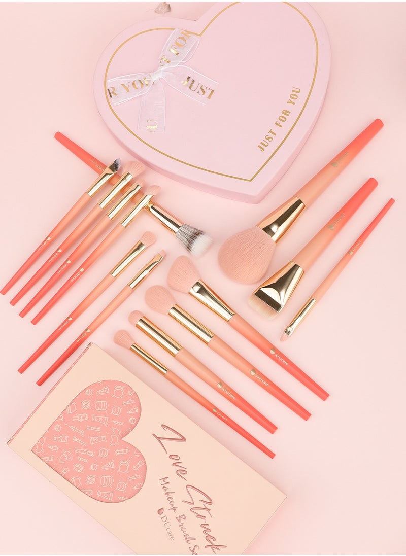 DUcare Perfect Gradient Heart-Shaped Makeup Brush Set - 14 Pieces  - Image 3