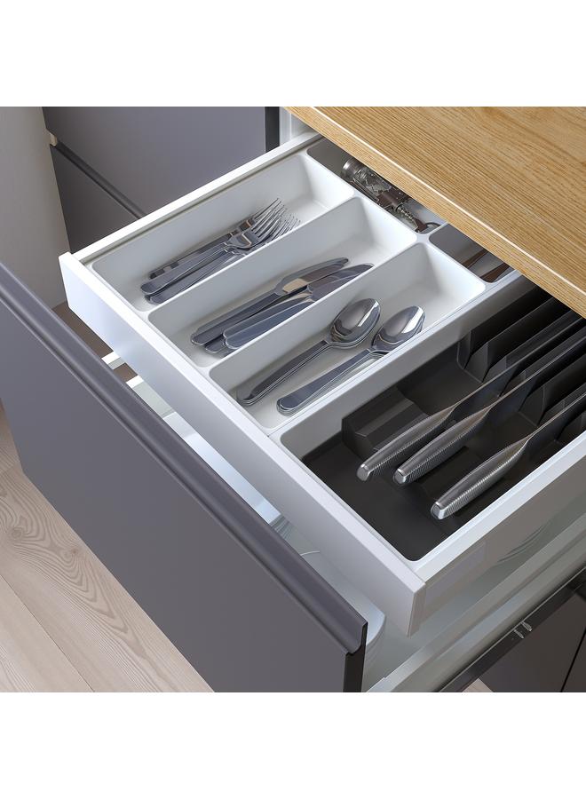 Zaboon Cutlery tray/tray with knife rack, white/anthracite, 52x50 cm - Image 2