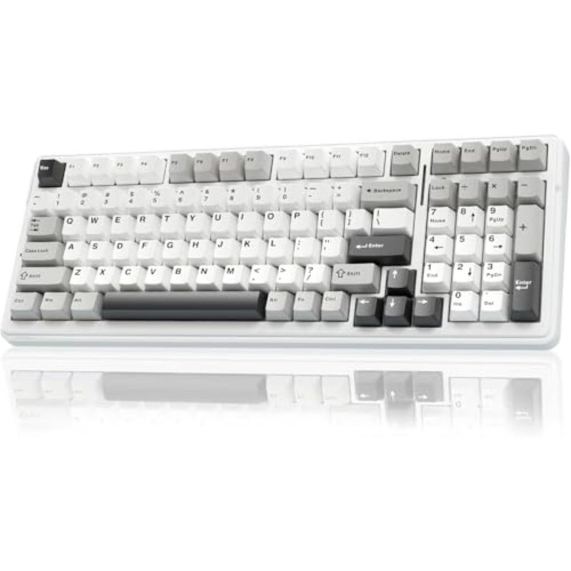 Gaming keyboard for desktop use, PBT plastic keycaps in creamy color with hot-swappable pre-lubed switches, tri-mode connectivity, programmable RGB backlight, 8000mAh battery - Image 1