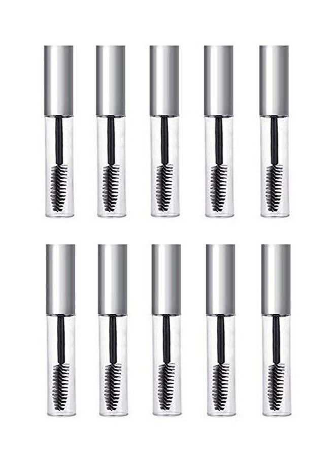 10 Pieces 10Ml/0.33Oz Empty Clear Plastic Eyelash Tube Bottlesrefillable Mascara Container With Inner Plug And Silver Cap