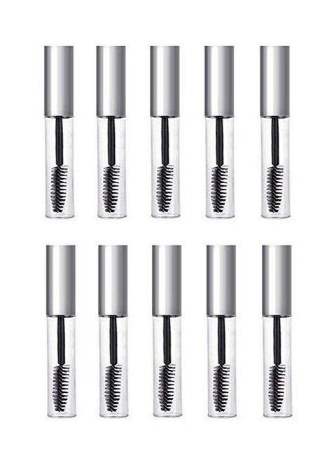 10 Pieces 10Ml/0.33Oz Empty Clear Plastic Eyelash Tube Bottlesrefillable Mascara Container With Inner Plug And Silver Cap