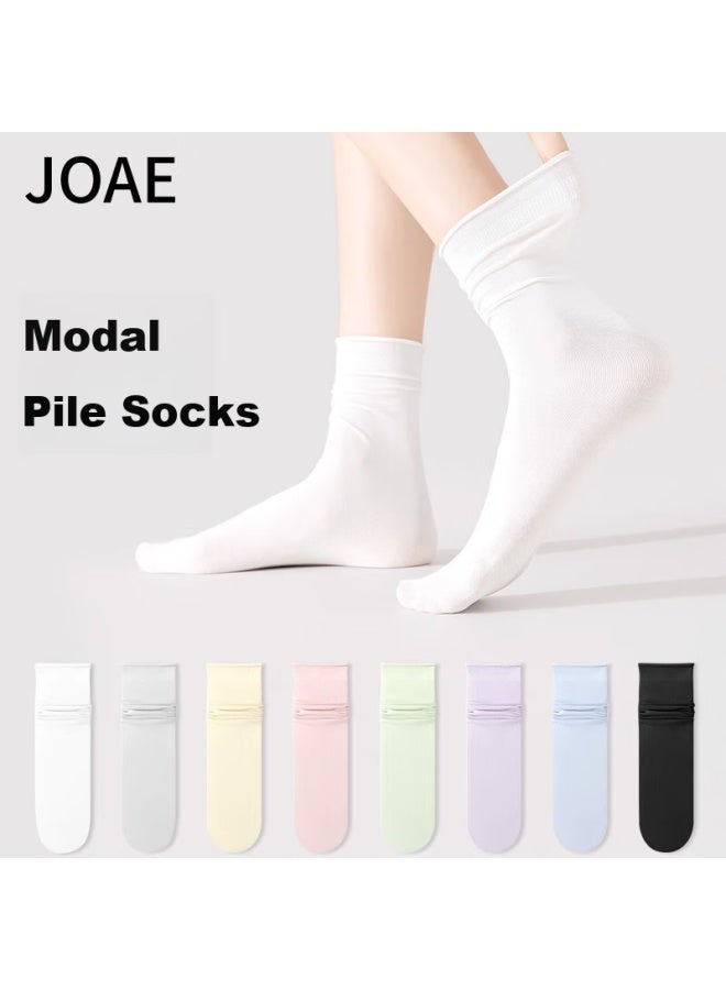 Joae [ultra-soft Modal] Ice Silk Socks For Women, Cool And Breathable Slouchy Socks, Seamless Mid-calf Socks For Postpartum Recovery, 5 Pairs - Image 1