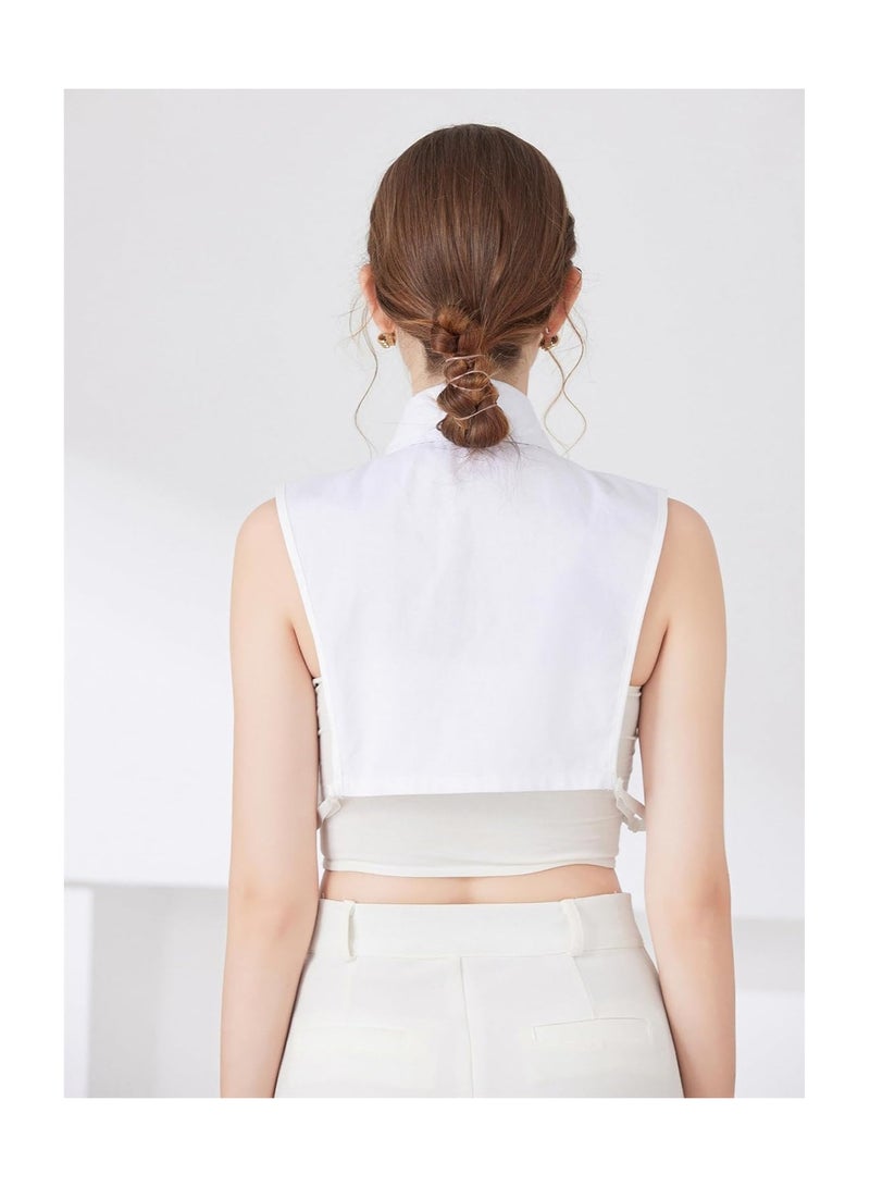 KASTWAVE قميص نسائي بياقة وهمية، بلوزة بياقة قابلة للفصل، بلوزة بياقة دمية، قميص نصفي بياقة وهمية، قميص أنيق للنساء والفتيات - Image 4