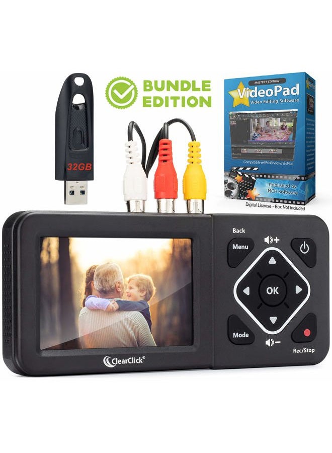 ClearClick Video to Digital Converter 2.0 (Second Generation) - Record Video from VCR's, VHS Tapes, AV, RCA, Hi8, Camcorder, DVD, Gaming Systems (Bundle Edition) - Image 1