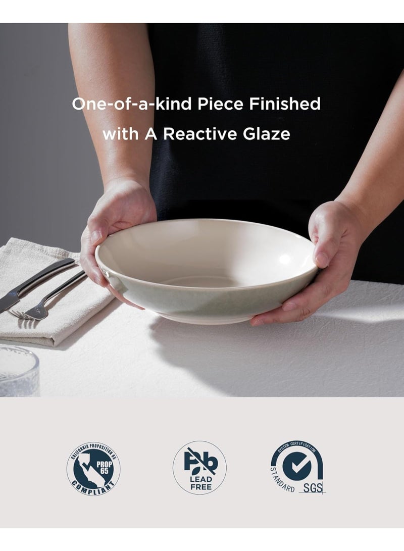 Famiware Glacier 4 Piece Stoneware Pasta Bowls Set in 8.7 inches, 34oz Serving Bowl for Pasta, Salad, Noodles, Scratch Resistant, Microwave & Dishwasher Safe, Sage Green - Image 5