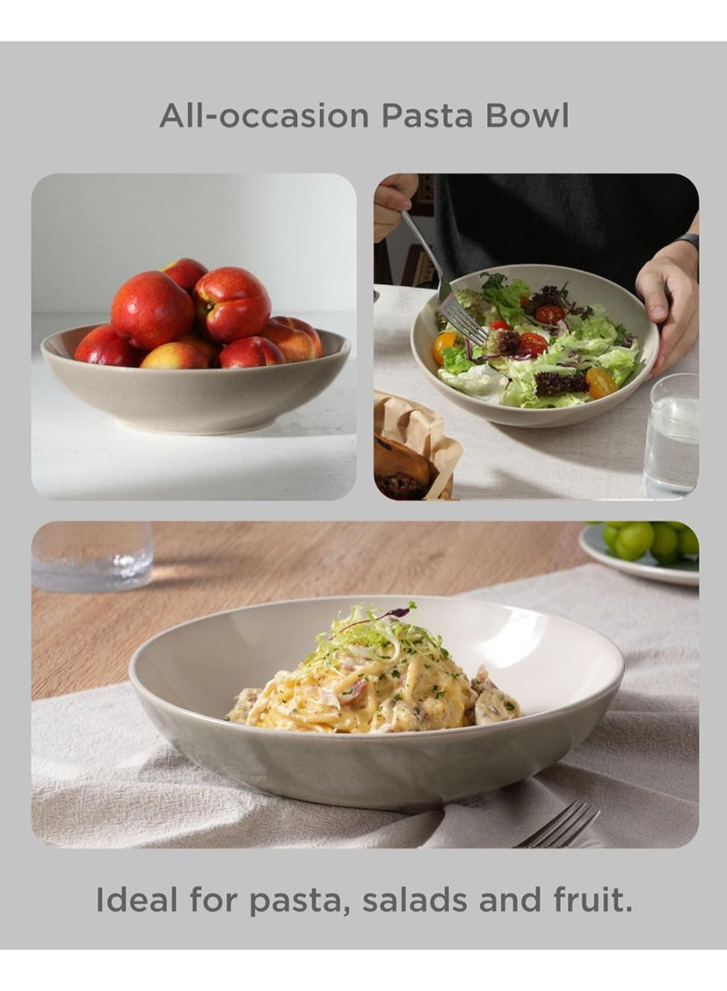 Famiware Glacier 4 Piece Stoneware Pasta Bowls Set in 8.7 inches, 34oz Serving Bowl for Pasta, Salad, Noodles, Scratch Resistant, Microwave & Dishwasher Safe, Sage Green - Image 4