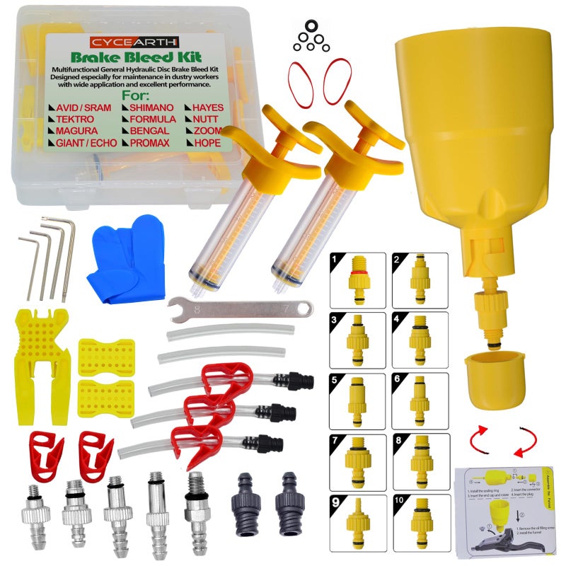 CYCEARTH Bicycle Hydraulic Disc Brake Oil Bleed Kit for All Brakes ShimanoSRAMAVIDTEKTROMAGURAHayesBike Brake Repair Tool Upgraded