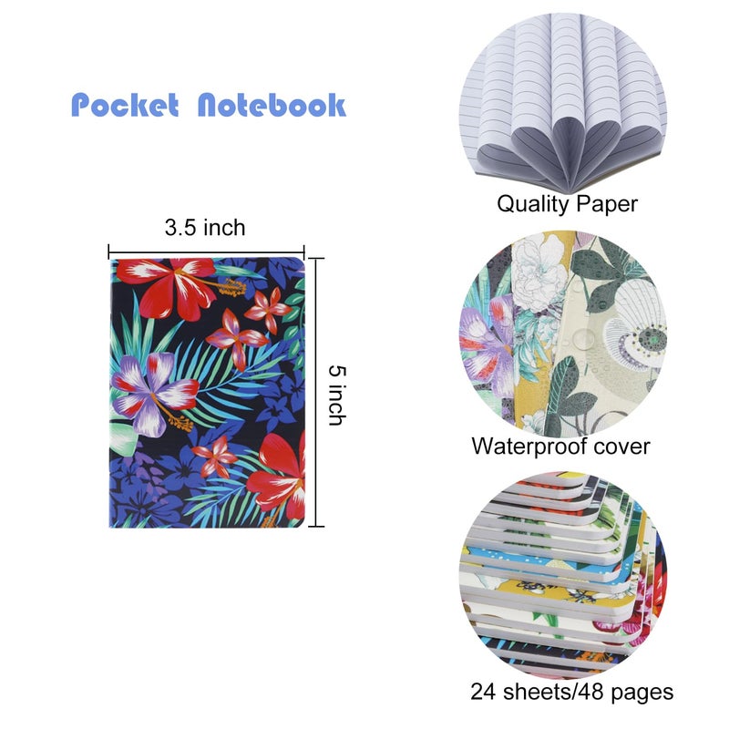 Aacehlh 24pcs Mini Notebooks,3.5" x 5" Pocket Notepads,Small Journal for School Office Home Travel Gift Supplies(Flower) - Image 2