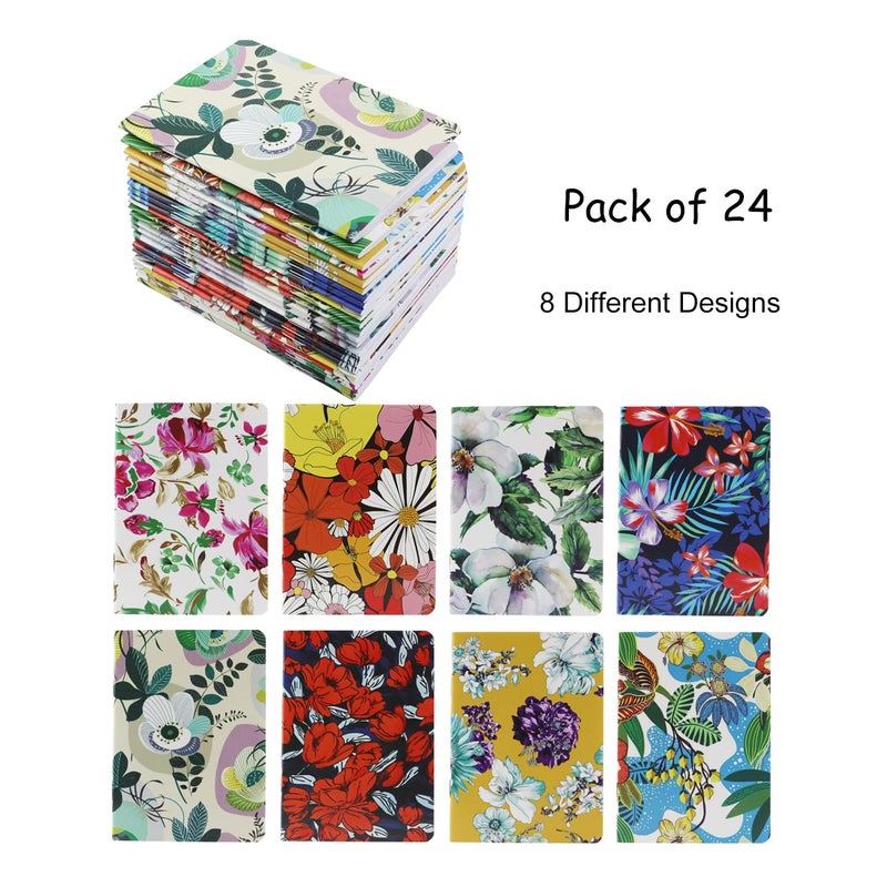Aacehlh 24pcs Mini Notebooks,3.5" x 5" Pocket Notepads,Small Journal for School Office Home Travel Gift Supplies(Flower) - Image 3
