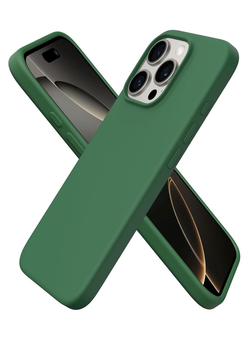 Delivus Iphone 16 Pro, Green Silicone Case - Silky Soft Touch with Grade Drop Protection - Anti-Scratch Microfiber Lining - Shockproof Protective Phone Case Slim Thin Cover - Image 1