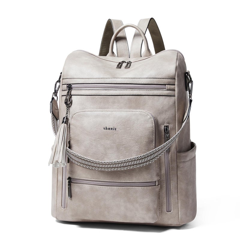 Shrrie Vegan Leather Laptop Backpack for Women 15.6 inch Work Backpack Fashion Travel Backpack Purse for Business College - Image 1