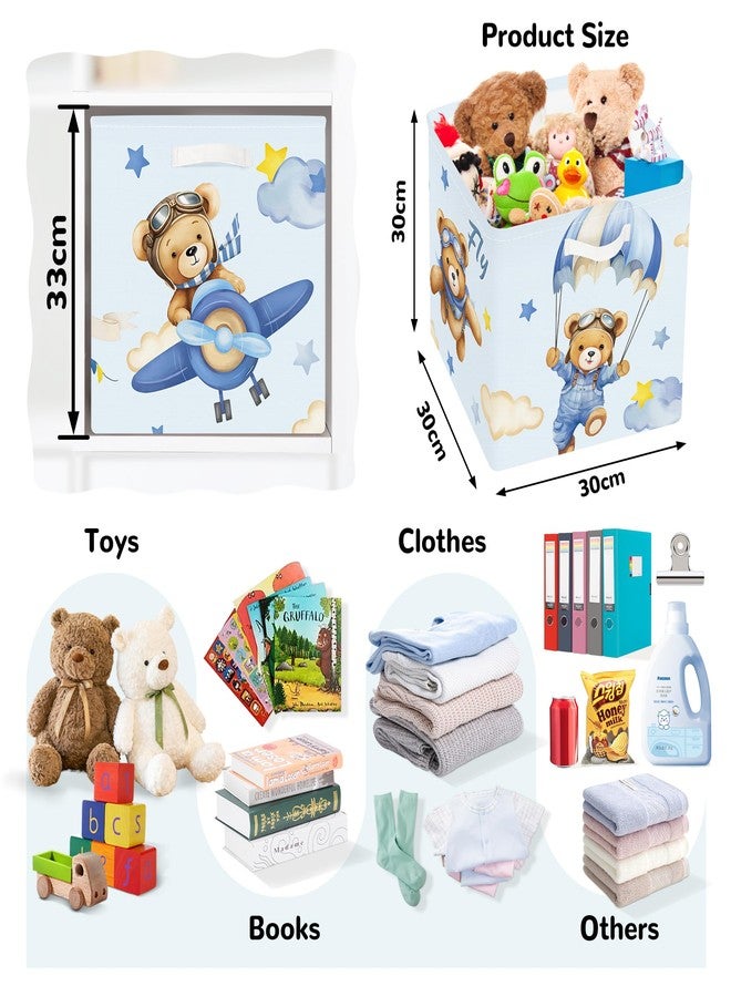 Clastyle 3 pcs Dreamy Animal Cube Storage Unit Boxes Foldable Kallax Box for Shelves Parents Storage Baskets for Book Clothes Toy Organizer, Bear, 11.8x11.8x11.8 in - Image 2