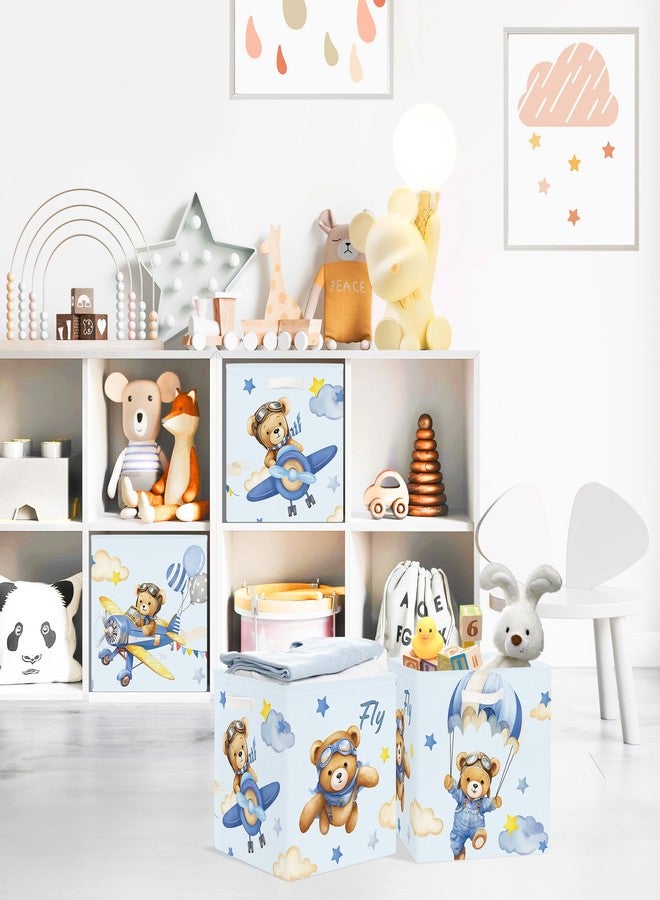 Clastyle 3 pcs Dreamy Animal Cube Storage Unit Boxes Foldable Kallax Box for Shelves Parents Storage Baskets for Book Clothes Toy Organizer, Bear, 11.8x11.8x11.8 in - Image 3