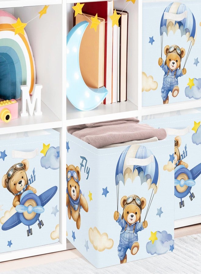 Clastyle 3 pcs Dreamy Animal Cube Storage Unit Boxes Foldable Kallax Box for Shelves Parents Storage Baskets for Book Clothes Toy Organizer, Bear, 11.8x11.8x11.8 in - Image 5