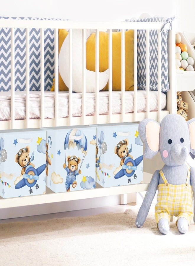 Clastyle 3 pcs Dreamy Animal Cube Storage Unit Boxes Foldable Kallax Box for Shelves Parents Storage Baskets for Book Clothes Toy Organizer, Bear, 11.8x11.8x11.8 in - Image 4