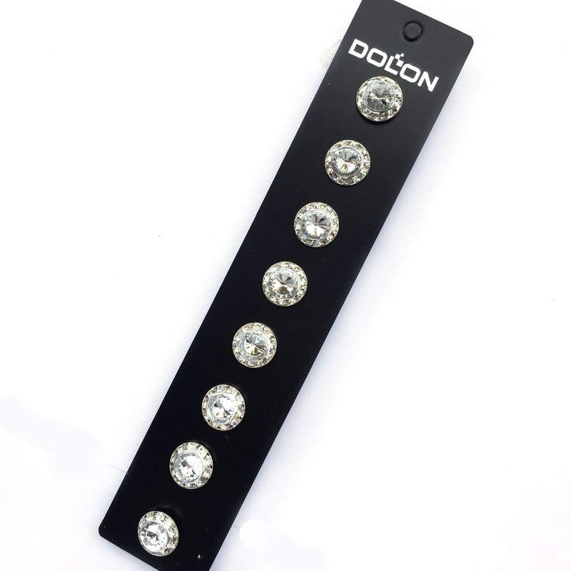 DOLON 4 Pairs 15mm Rhinestone Round Shaped Acrylic Stone Inside Crystal Ear Studs For Dance Competitions Stage Performance Bridal Party Earrings Jewelry Clear - Image 2