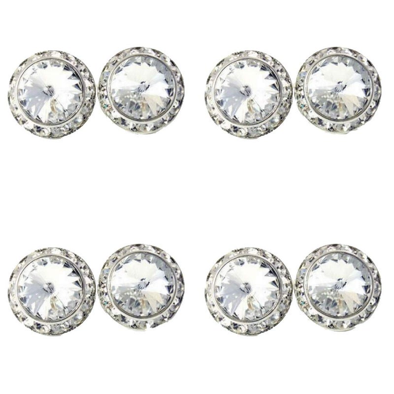 DOLON 4 Pairs 15mm Rhinestone Round Shaped Acrylic Stone Inside Crystal Ear Studs For Dance Competitions Stage Performance Bridal Party Earrings Jewelry Clear - Image 1