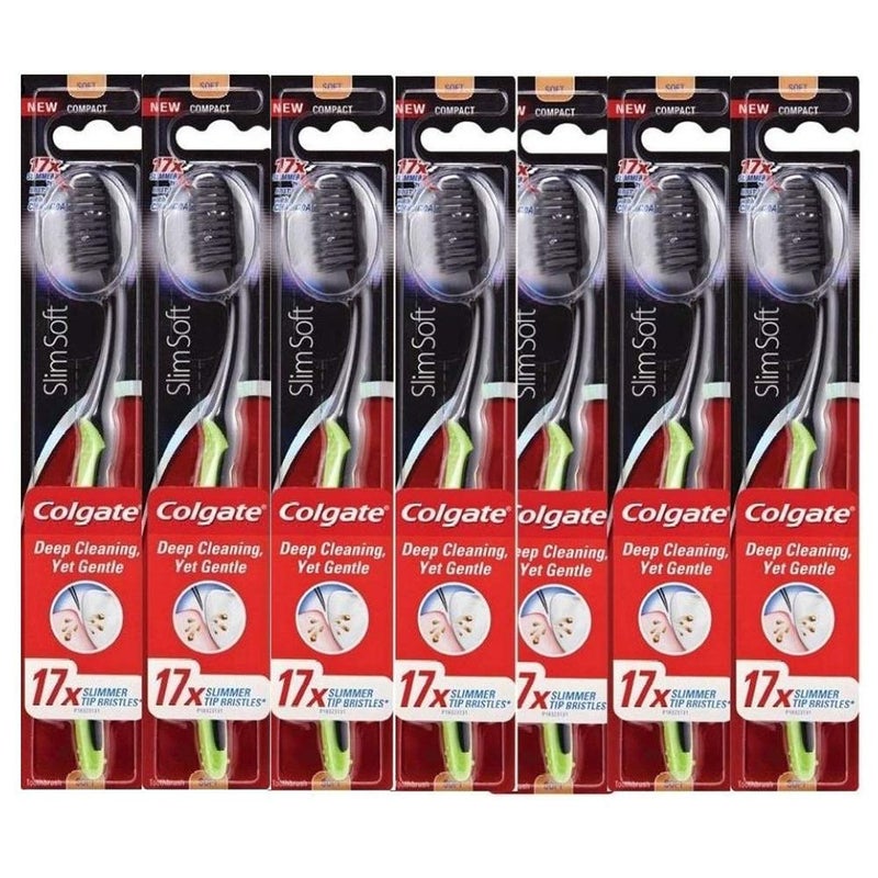 Colgate فرشاة أسنان كولجيت سليم-سوفت بالفحم للتنظيف العميق 7 قطع