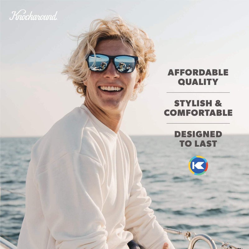 Knockaround Fast Lanes Polarized Sunglasses for Men & Women - Impact Resistant Lenses & Full UV400 Protection, Glossy Blue Frames/Sky Blue Lenses - Image 5
