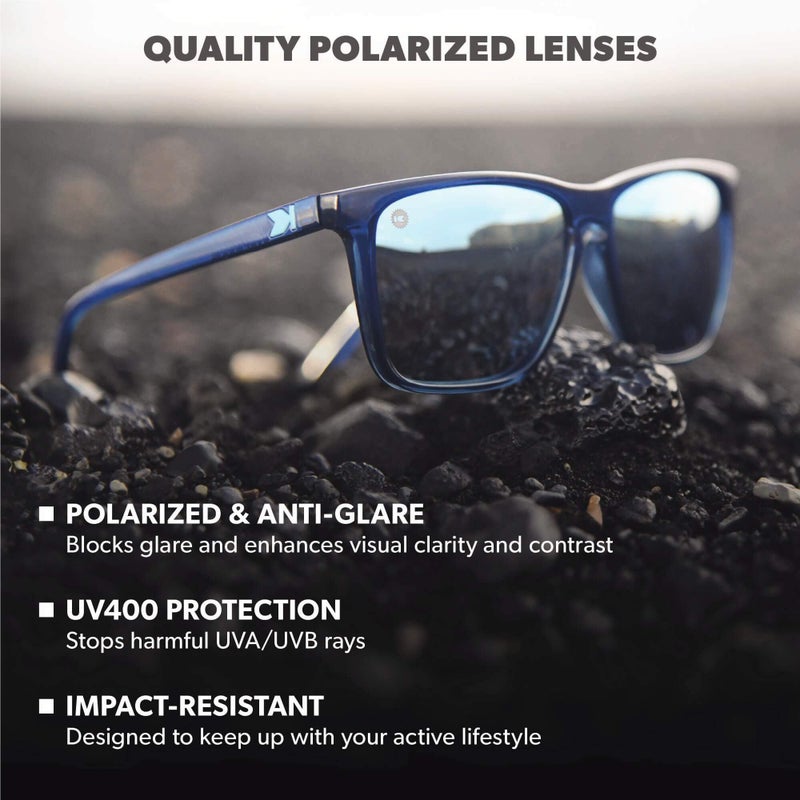 Knockaround Fast Lanes Polarized Sunglasses for Men & Women - Impact Resistant Lenses & Full UV400 Protection, Glossy Blue Frames/Sky Blue Lenses - Image 2