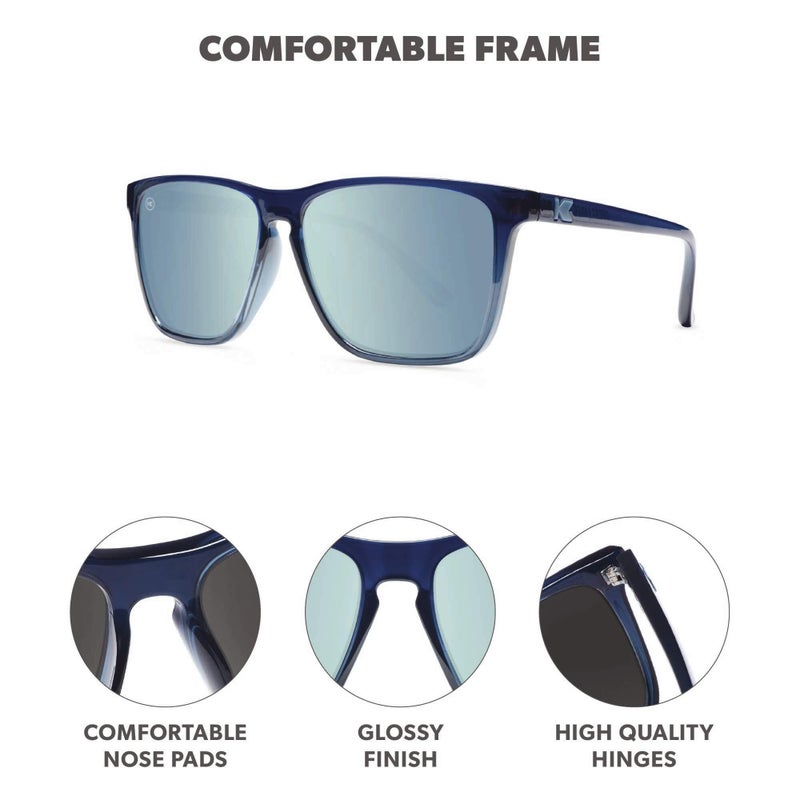 Knockaround Fast Lanes Polarized Sunglasses for Men & Women - Impact Resistant Lenses & Full UV400 Protection, Glossy Blue Frames/Sky Blue Lenses - Image 3