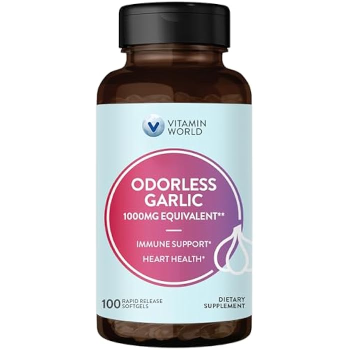 Vitamin World Odorless Garlic Softgels 1,000mg.Garlic Extract 100 rapid release softgels - Image 1