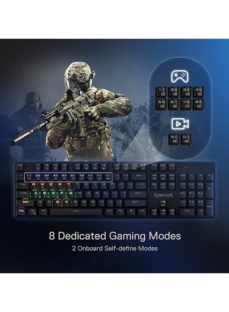 Redragon K608 Valheim Gaming Mechanical Keyboard - Brown Switch, English & Arabic Keys, Black - Image 2