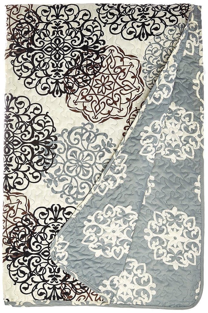 1 PIECE JUDITH BOHO INSPIRED REVERSIBLE PRINT QUILT SET QUEEN BEIGE