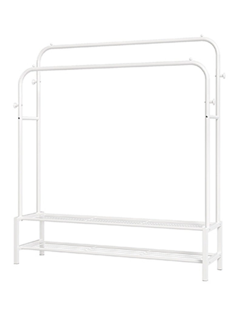 DubaiGallery Double Rod Garment Rack, Rack for Hanging Clothes with 2 Tier bottom Organizer, Shirt,Towel Rack and Lower Storage Shelf for Boxes,Shoes, Boots. 4 Hooks - Image 4