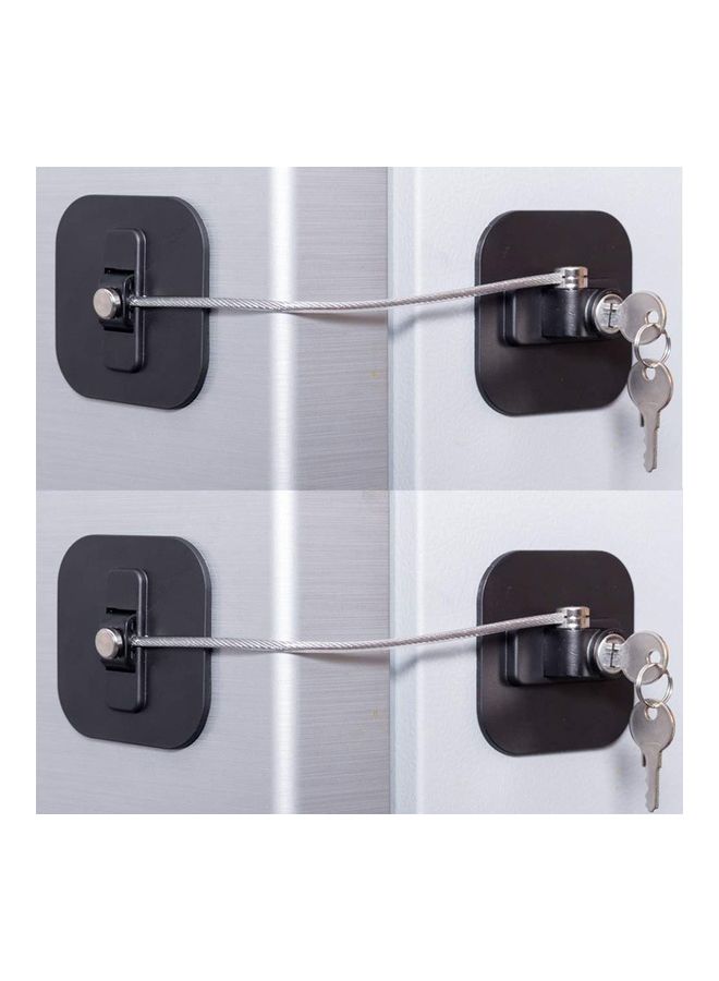 2-Piece Fridge Freezer Door Lock With 4 Keys Black  - Image 1