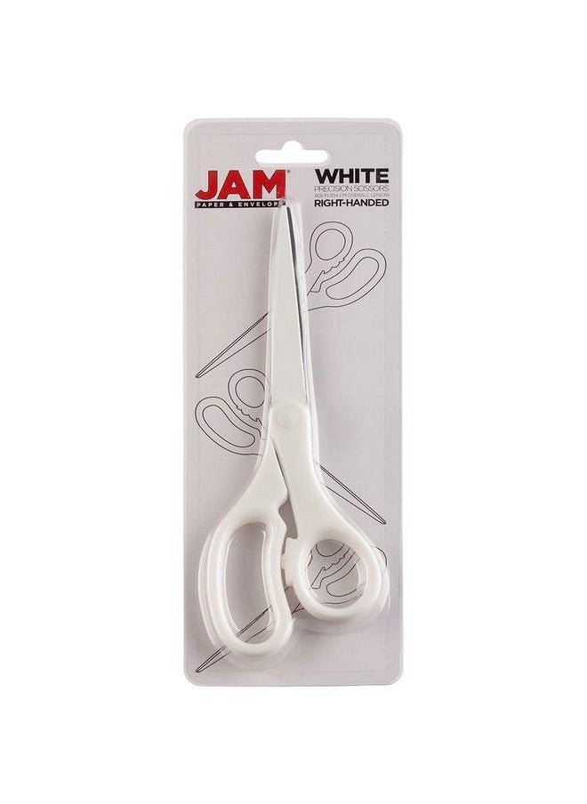 JAM Paper Multi Purpose Precision Scissors 8 Inch White Ergonomic Handle & Stainless Steel Blades Sold Individually  - Image 5