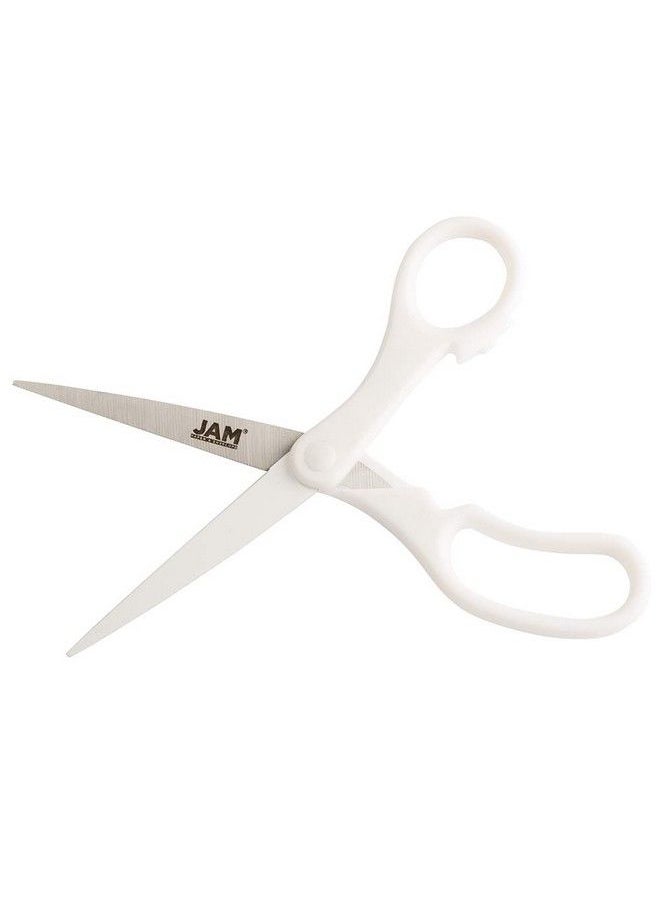 JAM Paper Multi Purpose Precision Scissors 8 Inch White Ergonomic Handle & Stainless Steel Blades Sold Individually  - Image 4
