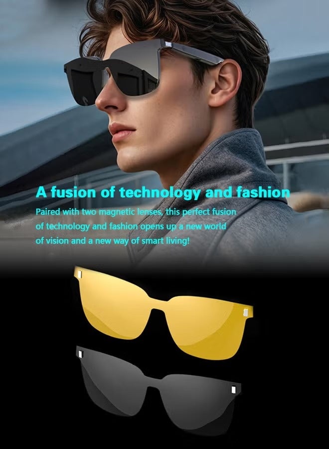 HYUNDAI Magnetic Lens Smart Glasses, One for Multipurposes Bluetooth Speaker with AI - Casual, Office, Outdoor Sports UV Protection, UV400 Polarized Sunglasses, Real-Time Translation in 128 Languages, Music, Phone Calls & AI Cha - Image 2