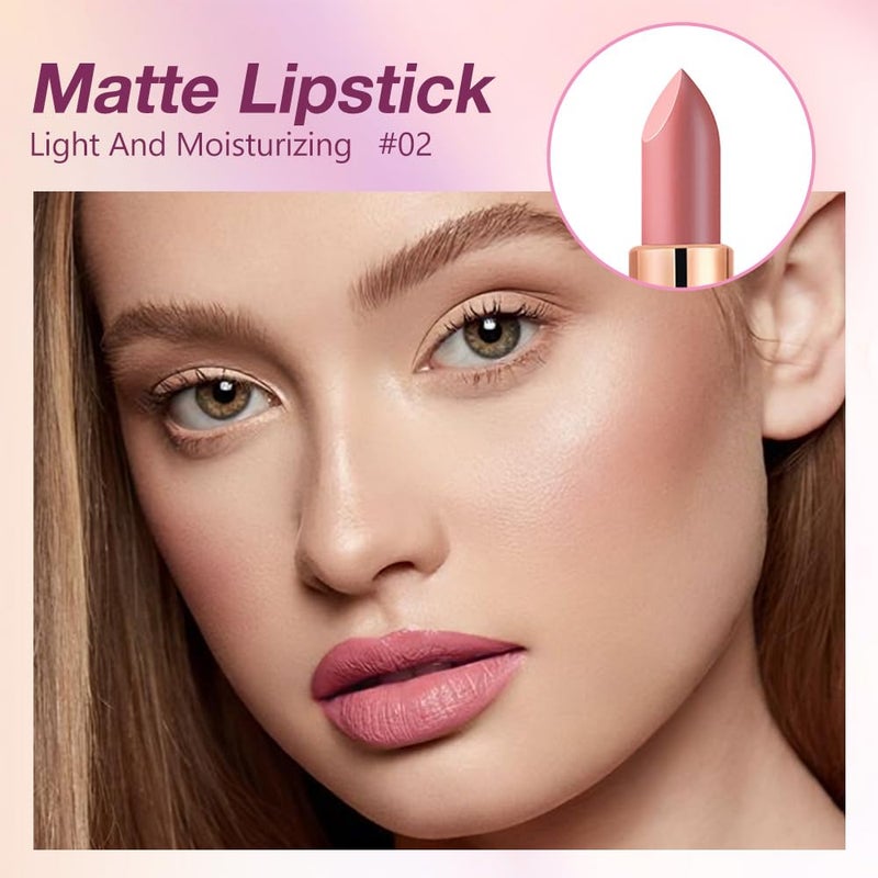 evpct Mauve Nude Pink Matte Creamy Lipstick for Women, Long Lasting Waterproof Velvet Lipstick, Lip Stick Crayon Buildable Blendable Creamy Color, Longwear Lip Makeup Cruelty-free 24 hours original 02 - Image 2