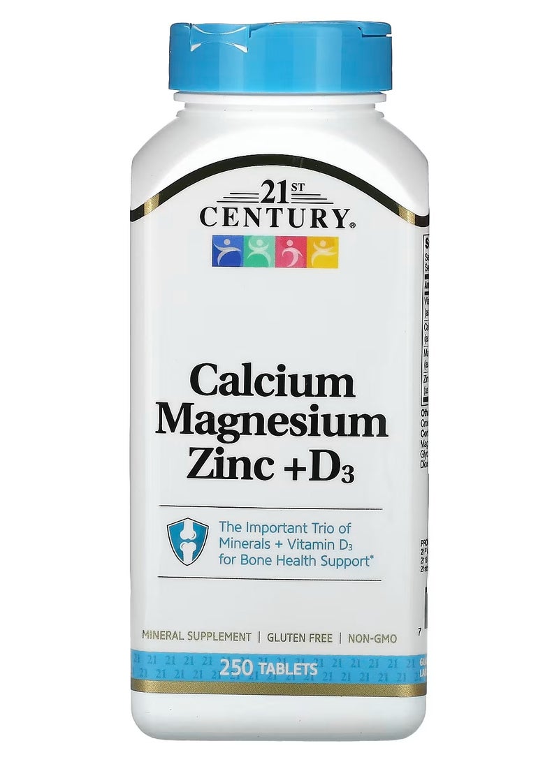 21st Century Calcium Magnesium Zinc + D3, 250 Tablets - Image 1