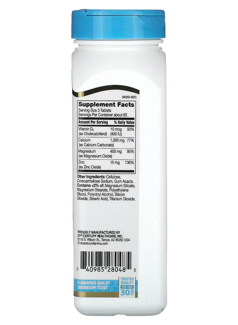 21st Century Calcium Magnesium Zinc + D3, 250 Tablets - Image 2